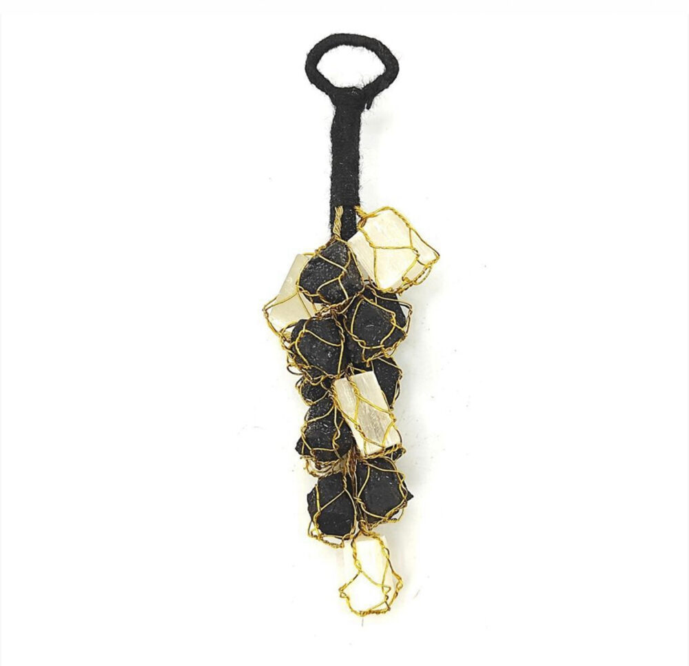 Bunch of selenite and tourmaline